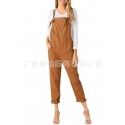 Europe and the United States in the summer of 2018 loose casual pocket belt pants women's large one-piece pants