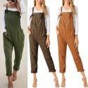 Europe and the United States in the summer of 2018 loose casual pocket belt pants women's large one-piece pants