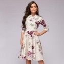 2018 spring and autumn women's dress retro banquet round neck Printed Dress Fashion A-line sexy casual dress