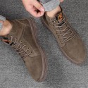 Men's cotton shoes new men's Plush casual cotton shoes youth fashion Martin boots men's leather high help tooling shoes