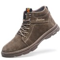 Men's cotton shoes new men's Plush casual cotton shoes youth fashion Martin boots men's leather high help tooling shoes