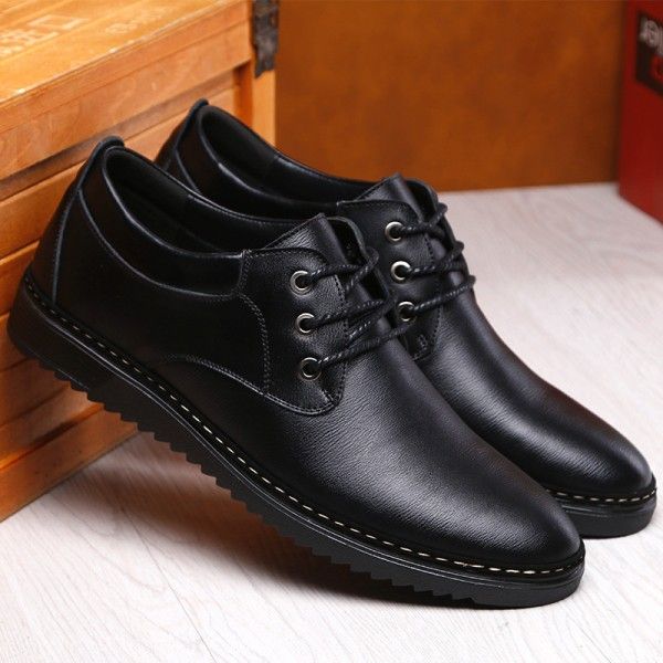 2020 new fashion casual men's shoes British leather shoes flat bottom lace breathable men's shoes manufacturers direct sales