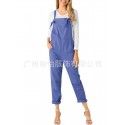 Europe and the United States in the summer of 2018 loose casual pocket belt pants women's large one-piece pants
