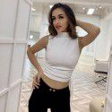 Europe and the United States 2020 foreign trade fashion new mini vest 28473p slim solid color round neck drawstring short vest for women 
