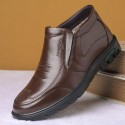 Winter new leather Plush warm dad cotton shoes middle aged and old leisure shoes round head antiskid men's cotton boots