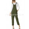 Europe and the United States in the summer of 2018 loose casual pocket belt pants women's large one-piece pants