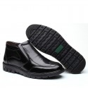 Winter new leather Plush warm dad cotton shoes middle aged and old leisure shoes round head antiskid men's cotton boots