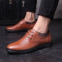 2020 new fashion casual men's shoes British leather shoes flat bottom lace breathable men's shoes manufacturers direct sales