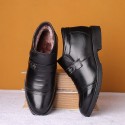 Dad cotton shoes winter new leather leisure cotton shoes Plush warm middle-aged and old men's cotton shoes factory direct sales