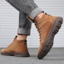 Men's cotton shoes new men's Plush casual cotton shoes youth fashion Martin boots men's leather high help tooling shoes