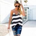 2019wish hot summer fashion V-neck versatile open back striped Halter Top