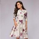 2018 spring and autumn women's dress retro banquet round neck Printed Dress Fashion A-line sexy casual dress