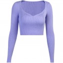 European and American fashion autumn new long sleeve slim top women's 23222p sexy peach heart V-Neck Sweater