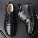 2020 winter new leather cotton shoes men's leisure high top Plush warm dad shoes lace up non slip men's cotton shoes