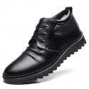 Winter new leisure leather cotton shoes men's middle-aged and old people's plush and thickened warm men's cotton shoes non slip men's cotton shoes