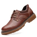 Wholesale autumn new products four seasons men's casual leather shoes thick soled casual leather lace up men's single shoes manufacturers