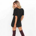 Ebaywish summer hit solid loose short sleeve deep V-neck cut-out T-shirt dress
