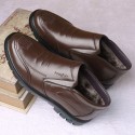 Winter new leather Plush warm dad cotton shoes middle aged and old leisure shoes round head antiskid men's cotton boots