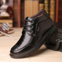 Winter new leather Plush warm dad cotton shoes middle aged and old leisure shoes round head antiskid men's cotton boots