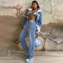 Europe and the United States 2020 autumn new slim women's casual pants 23459p personalized wash pattern jeans 