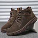Men's cotton shoes new men's Plush casual cotton shoes youth fashion Martin boots men's leather high help tooling shoes
