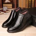 Winter new leather Plush warm dad cotton shoes middle aged and old leisure shoes round head antiskid men's cotton boots