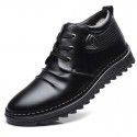 2020 winter new leather cotton shoes men's leisure high top Plush warm dad shoes lace up non slip men's cotton shoes