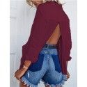 Direct sales of new long sleeve split back shirt for women's clothing manufacturers