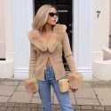 European and American foreign trade in autumn and winter 2020 new long sleeve top 23413p sexy wool collar knitted coat female