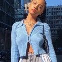 Europe and the United States in 2019 autumn and winter new knitted base coat 83176 sweater manufacturers direct zipper half high collar women