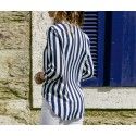 New fall 2018 eBay Amazon European and American women's long sleeve V-neck stripe women's Shirt Top
