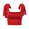 European and American foreign trade fashion autumn new solid color vest 93179 straight Gonny lace up square collar slim back 
