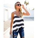 2019wish hot summer fashion V-neck versatile open back striped Halter Top