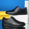 Manufacturers direct autumn new casual men's shoes low top breathable casual men's shoes round head fashion leather men's shoes