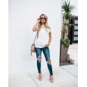 European and American clothing summer lace T-shirt summer short sleeve geometric stitching lace top