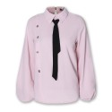 Amazon 2019 foreign trade new style celebrity style neckline color matching bow tie temperament shirt top women's wear