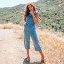 Amazon European and American women's wear in summer of 2018, ear side sling, new solid color one-piece pants for women