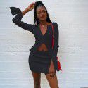 European and American new sexy zipper cardigan 93338 foreign trade cross border temperament slim long sleeve top autumn women's wear 