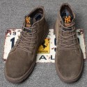 Men's cotton shoes new men's Plush casual cotton shoes youth fashion Martin boots men's leather high help tooling shoes