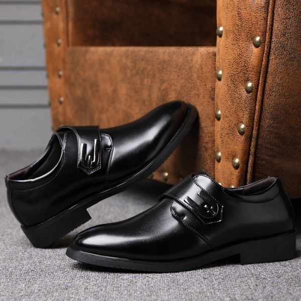 Cross border large spring new business casual men's shoes Velcro British leather formal fashion men's shoes