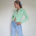 Europe and the United States in 2019 autumn and winter new knitted base coat 83176 sweater manufacturers direct zipper half high collar women
