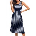 EBay Amazon wish cross border European and American women's summer stripe stitching dress