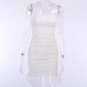 2020 foreign trade new drawstring Pleated Dress women's 23056 spring show chest sexy slim versatile hip skirt