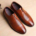 Summer hollow breathable sandal formal business casual men's shoes daily pointed Leather Men's hole shoes wholesale