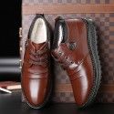 2020 winter new leather cotton shoes men's leisure high top Plush warm dad shoes lace up non slip men's cotton shoes