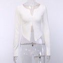 European and American new sexy zipper cardigan 93338 foreign trade cross border temperament slim long sleeve top autumn women's wear 