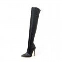 Europe in 2019 sexy stiletto pointed long tube over knee boots leather boots stiletto women's shoes autumn and winter 42 large