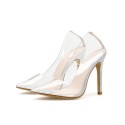 European station star style European and American super high heel sexy transparent pointed single shoes four color factory now provides 42 sizes