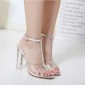 35-42 size 2017 quick sale tongkan Ye foreign trade new European and American transparent thick heel high heel PVC sandals large size