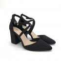 Cross border foreign trade Europe and America sexy solid color thick heel cross strap high heel shoes pointed Sequin BLING buckle sandals